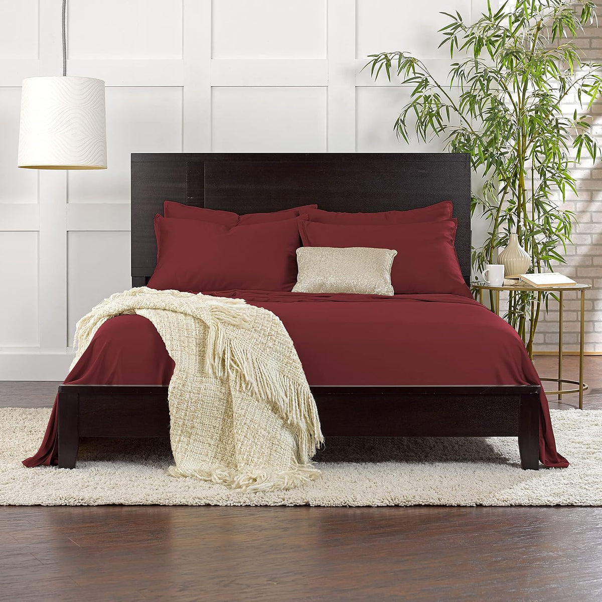 Pure Bamboo California King Sheets - 100% Organic Viscose Bed Set, Soft & Cooling, Merlot Color