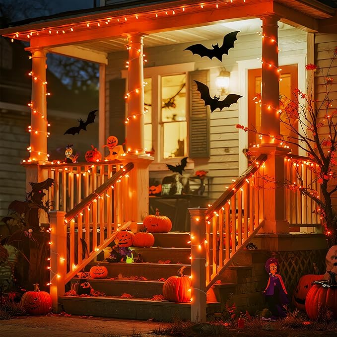 JMEXSUSS 600 LED Thanksgiving Lights Outdoor, Orange Christmas Lights Plug in, Orange String Lights Clear Wire for for Indoor Room Yard Tree Fall Thanksgiving Decorations