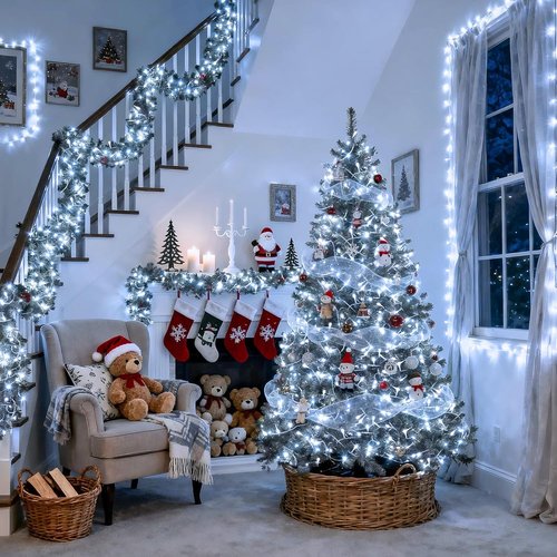 JMEXSUSS 66ft 200 LED White Christmas Lights - Connectable Twinkle String Lights for Indoor/Outdoor Decor
