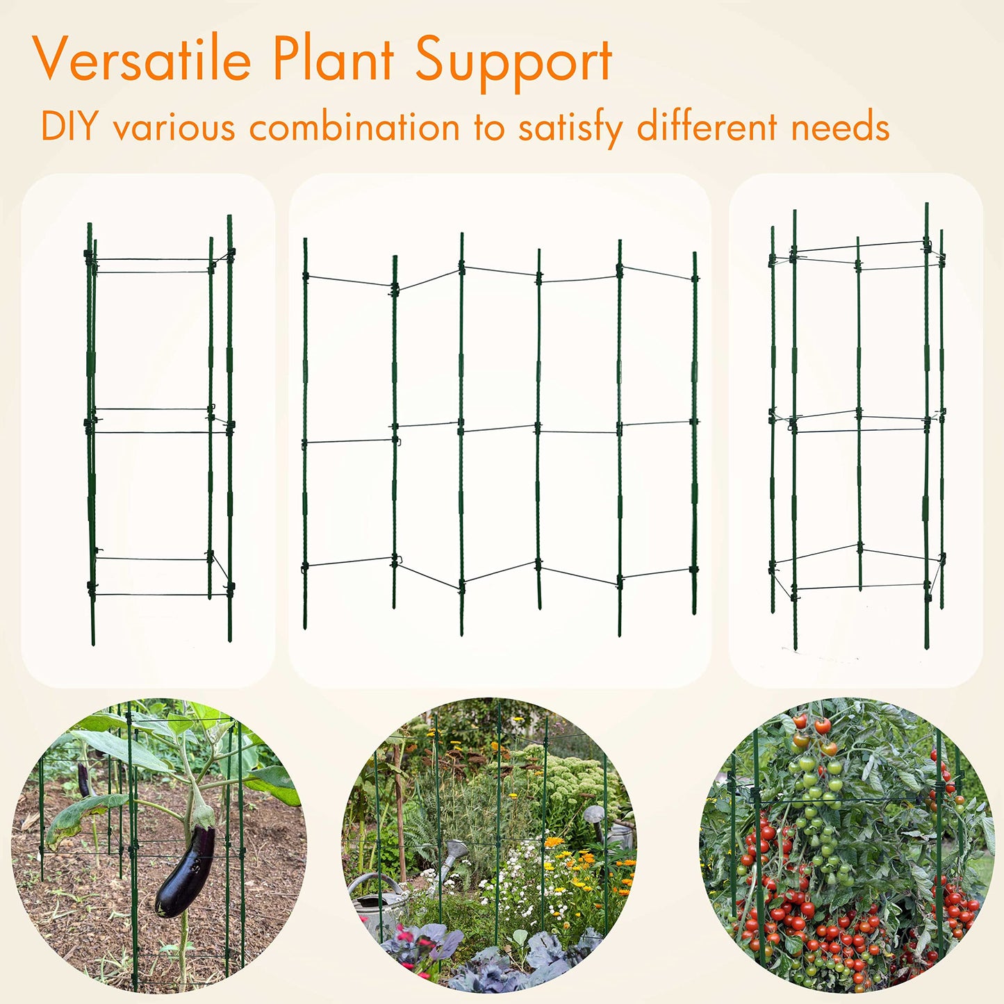 Gardzen Multi-use Tomato Cage Plants Support, Trellis Climbing Cage Stand for Pepper Eggplant Tomato Flowers