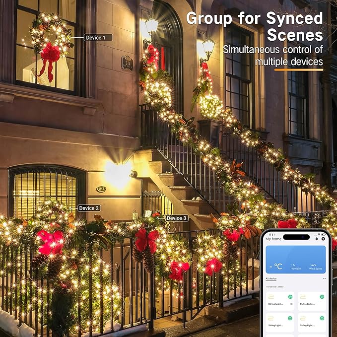 Brizled Smart Christmas Lights, 98.4ft 300 LED Color Changing Christmas Tree Lights with APP/Voice Control, Warm White & Multicolor Xmas String Light Music Xmas Fairy Light for Indoor Outdoor Home