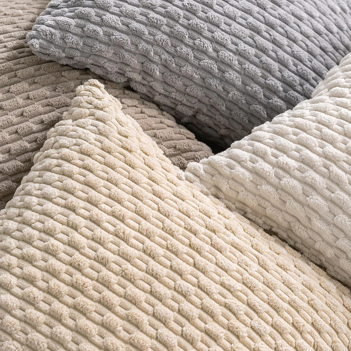 Skiennix Set of 4 Corduroy Decorative Throw Pillow Covers - Soft 18x18 Inch Cushion Cases for Living Room