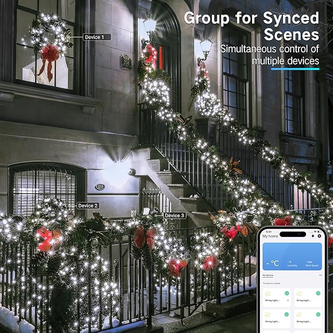BrizLabs Christmas Lights App & Voice Control, 180ft 500 LED Color Changing Smart Christmas Fairy String Lights, Cool White & Colored Outdoor Mini Tree Light String for Indoor Outside Xmas Decor