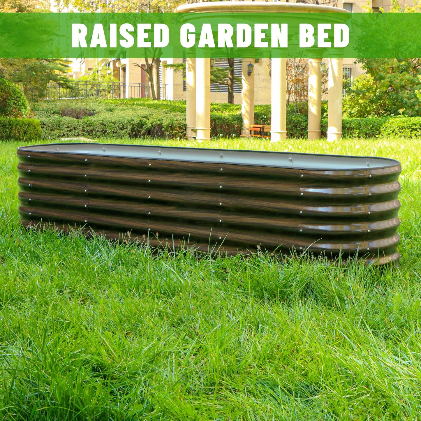 SnugNiture 96" Lx24 Wx22 H Raised Garden Bed Kit, 22" Tall Outdoor Metal Raised Planter Box for Planting Plants Vegetables Flowers Fruits, Brown