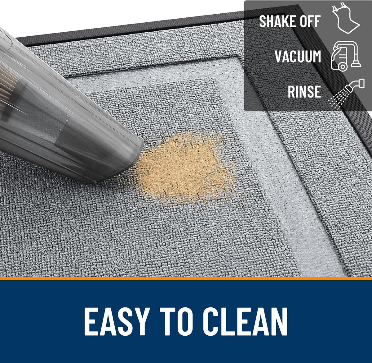 OLANLY Indoor Outdoor Doormat - Waterproof All-Season Rubber Mat, Easy Clean, 29.5x17, Ash Gray