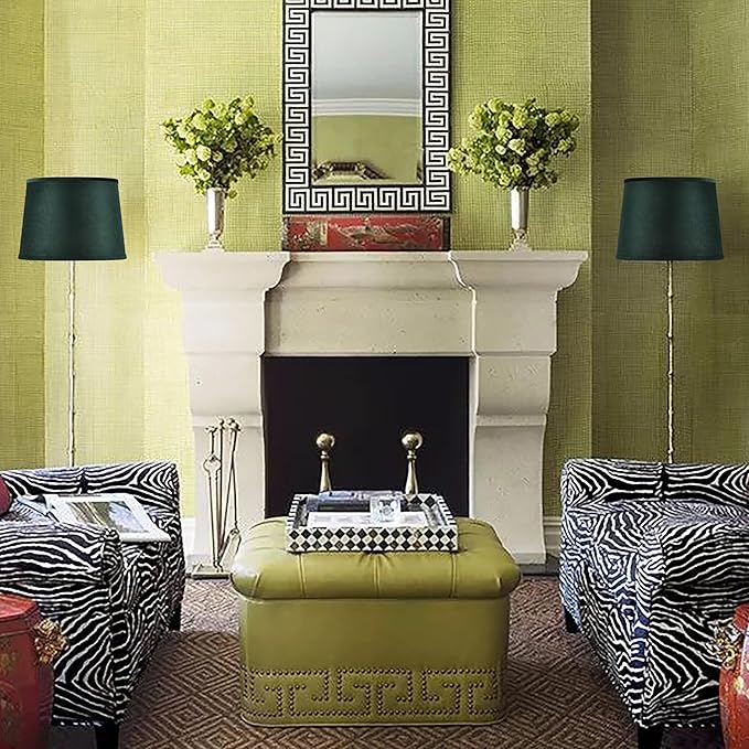 Luxurious Gold Mirror Reflection Green Drum Lamp Shade Large 1 Pack, 14 * 16 * 10 Inch (Spider), Modern Farmhouse Lamp Shades for Floor&Table Lamps Replacement Living Room,Required Assembly By GO&SO