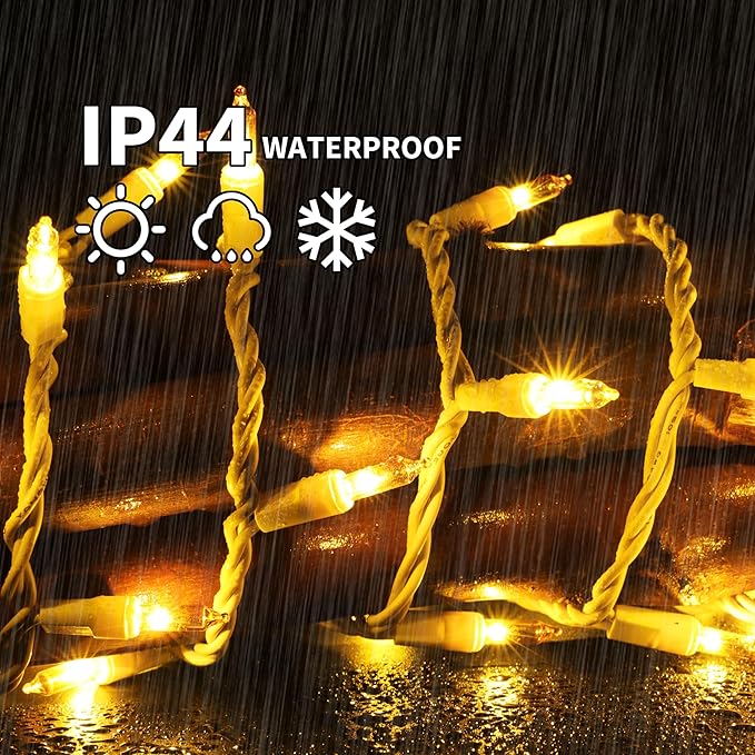 LAMPHOME Yellow Easter Lights 100 Count 19.6 Feet Incandescent Bulb Mini Golden String Lights for Indoor Christmas Tree Garland Birthday Wedding Party Festival Decoration, White Wire