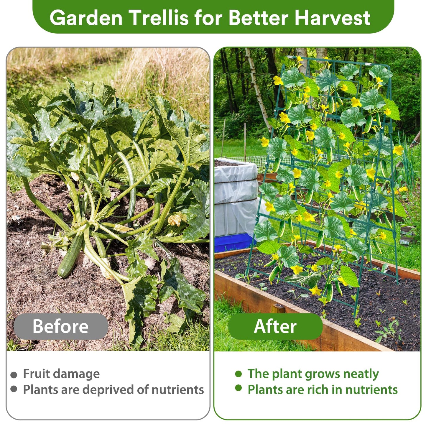 17 x 42 Inch Garden Trellis for Raised Beds Foldable Climbing Plant Support Cucumber Trellis Outdoor A-Frame Metal Vegetable Trellis with Garden Supplies for Grape Tomato Peas Flower