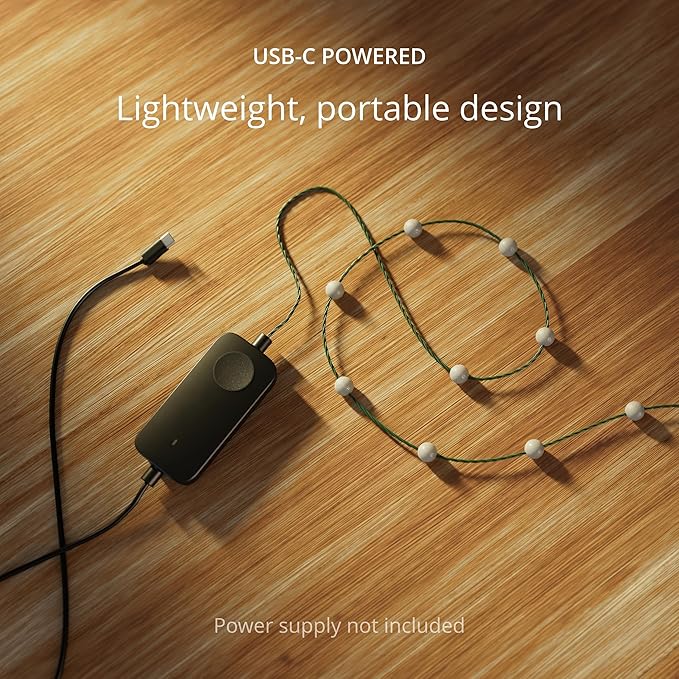 Twinkly Strings USB-C Pearls 200 LED, Pearl-Shaped LED Light String, RGB Multicolor LED Lights, Valentine's Day Lights, Compatible with Alexa, Google Home, USB-C Power, Green Wire, 39.4ft