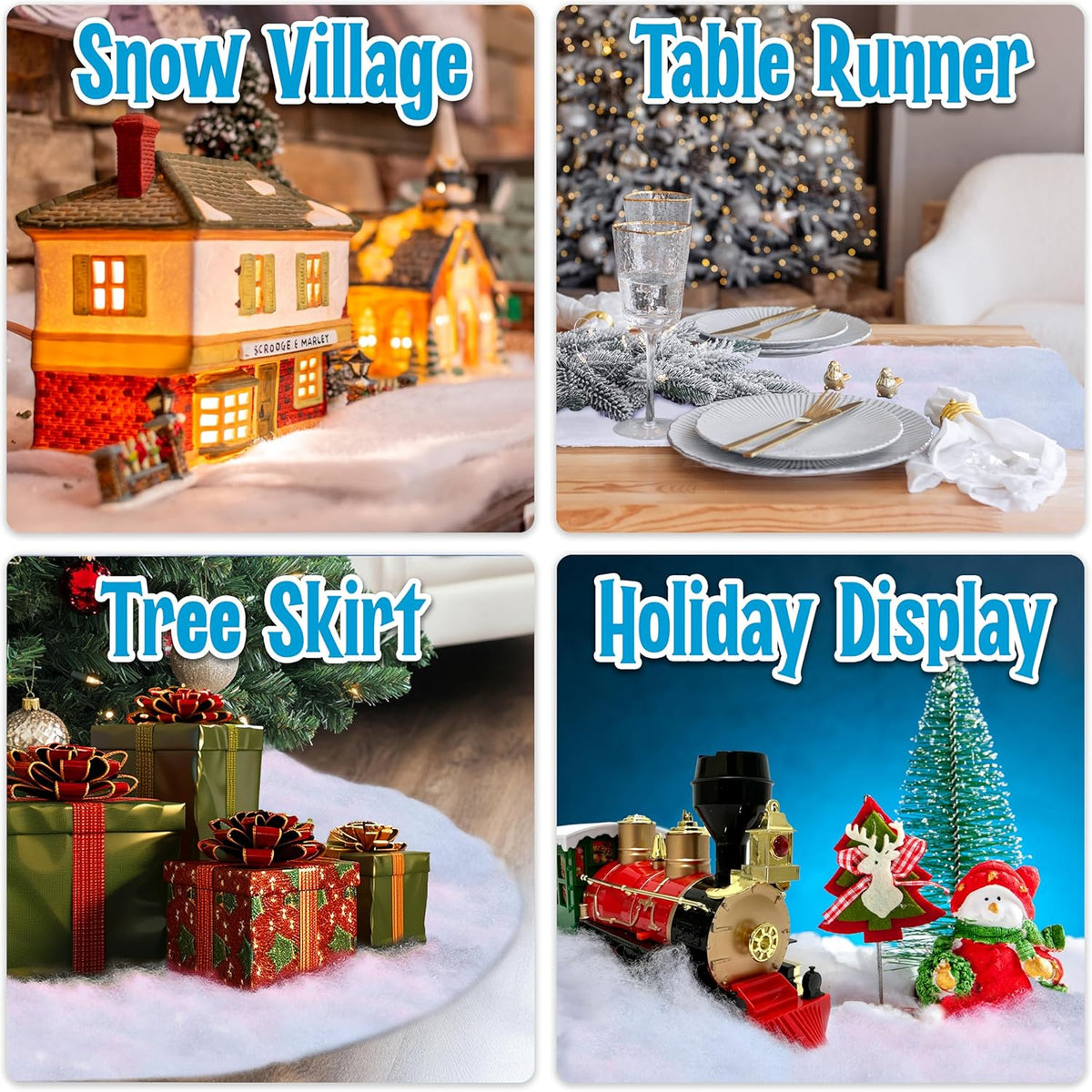 Stargo Fake Snow Blanket Roll - Thick, Soft, Fluffy Faux Snow for Christmas Displays | 2.6 x 7.8ft (3 Pack)