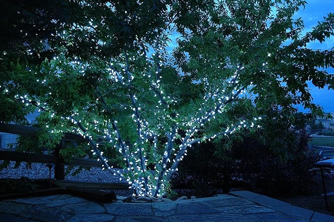 Novelty Lights 24FT 70 LED C6 LED Christmas String Lights, Outdoor Crystal Clear White Commercial Grade LED Lights, Tree Decorations