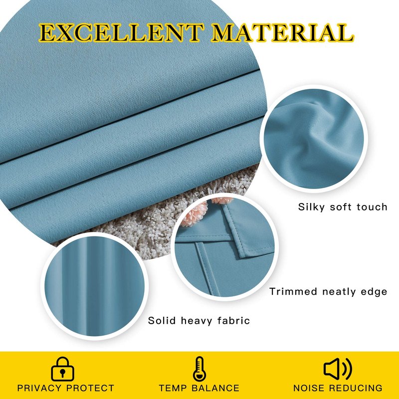 NICETOWN Bedroom Blackout Curtains and Drapes - Window Treatment Thermal Insulated Solid Grommet Blackout Draperies for Living Room (Set of 2 Panels, 52 by 95 Inch, Teal Blue)