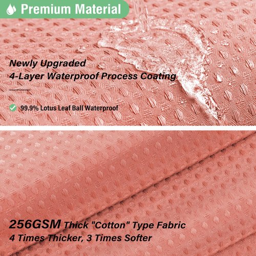 Dynamene Extra Long Shower Curtain - 84 Inch Long Waffle Weave Heavy Duty Fabric Bathroom Shower Curtain, Neutral Weighted Hotel Thick Bath Curtain Set with 12 Plastic Hooks,72x84, Coral