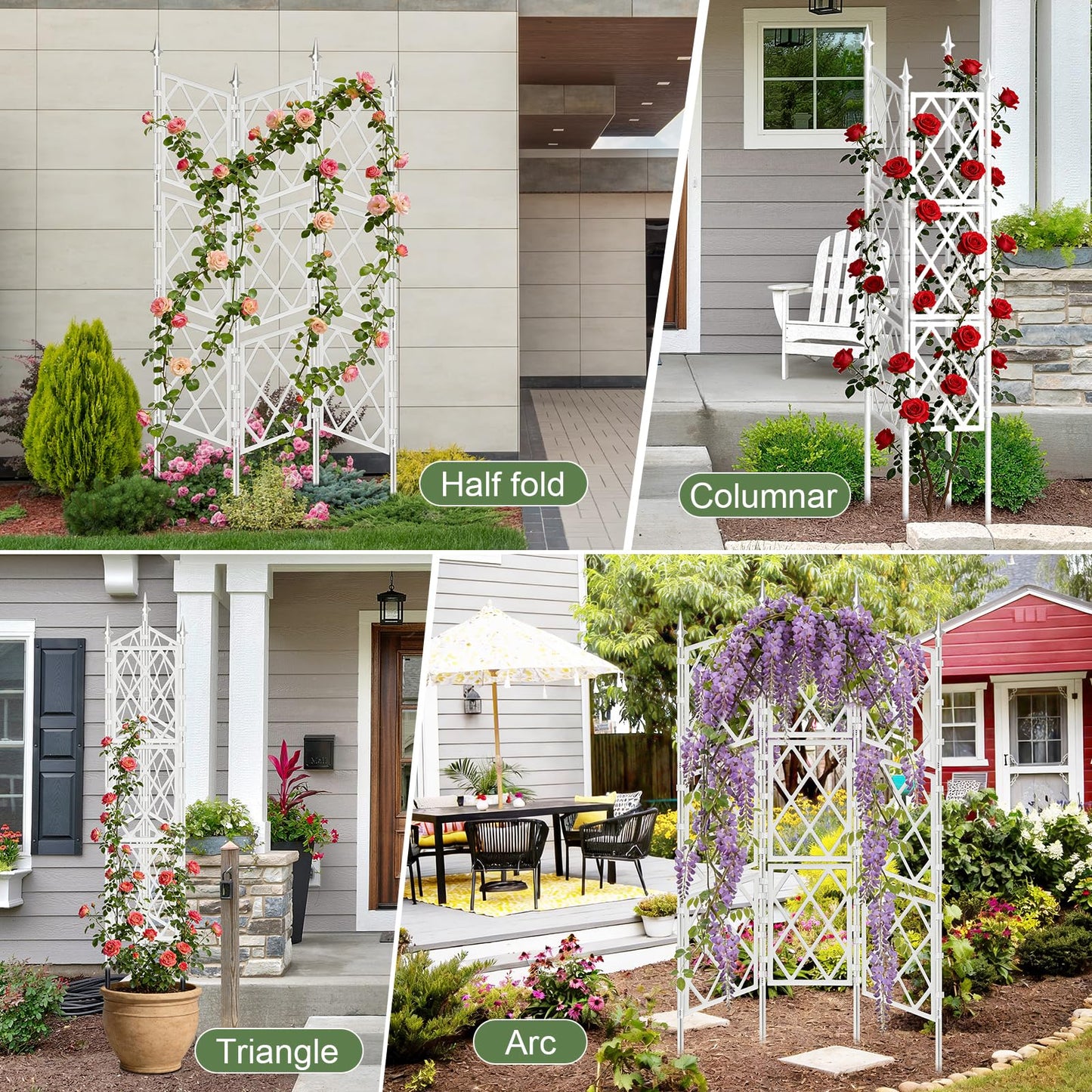 5.25FT Garden Trellis for Climbing Plants Outdoor,White Iron Pipe Support Fence,Metal Wall Lattice Climbing Frame for Potted Plants Indoor for Ivy Vines Vegetable Flower, Patio, Lawn, Yard, Backyard