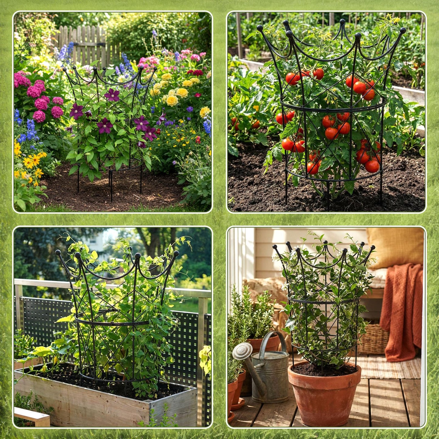 BreezeHug 2 Pcs Large Obelisk Trellis for Plant Supports Peony Cage Garden Obelisk Durable Metal Garden Support Cage for Climbing Plants Outdoor Indoor, 18.5 in x 22.9 in