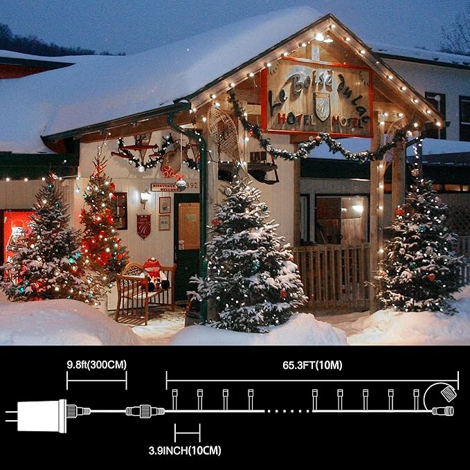 LAMPHOME 33ft Christmas Decorative Mini Lights, 100 LED Transparent Wire Fairy Starry String Lights Plug in, 16 Lighting Modes, for Indoor Outdoor Xmas Tree Wedding Party Decoration (White)
