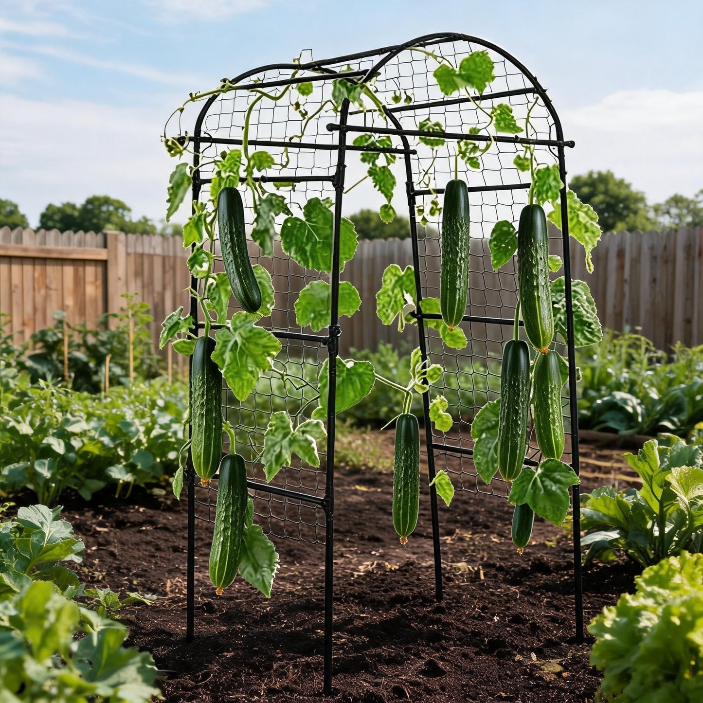 6.8x3x2.6FT Garden Arch Trellis for Raised Beds, Heavy Duty u-Shaped Plant Support for Climbing Vegetables, Fruits & Vines, Outdoor Rust-Resistant Metal Trellis for Vertical Growing, Black