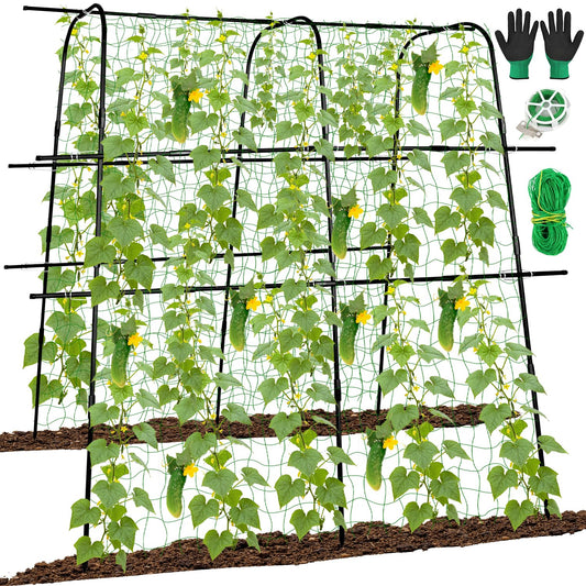 64 x 64 Inch Garden Cucumber Trellis Vegetable Arch Trellis Green Bean Pea Grape Tomato Squash Trellises for Raised Bed Climbing Plants Outdoor