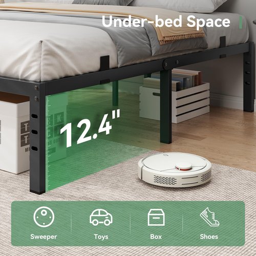 BedsPick 14 Inch Queen Bed Frame, Metal Platform Bed Frame Queen Size with 6 Anti-Slip Mattress Retainers, Heavy Duty Sturdy Mattress Foundation, Easy Assembly, Noise Free, No Box Spring Needed, Black