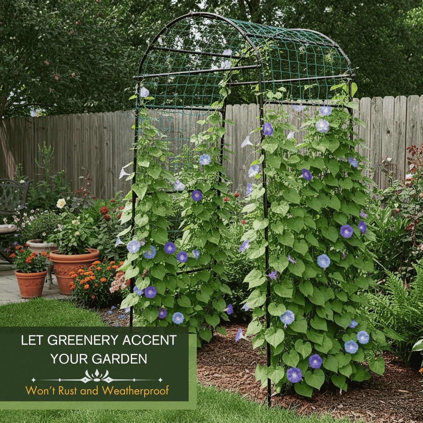 BAXAM 79" Garden Trellis Arch for Climbing Plants – Tall Outdoor Metal Trellis for Vegetables, Peas, Tomatoes,﻿ Cucumber Trellis Arch & Vertical Garden Climber Plant Support for Vine Plants