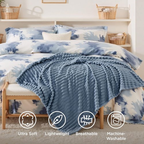 Bedsure GentleSoft Fall Throw Blanket - Cozy Blue Blanket for Couch, Perfect for Women & Girls, 50x60 Inches