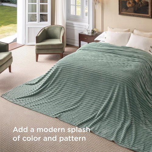 Bedsure GentleSoft Fleece Blanket - Cozy Sage Green Throw for Bed, 120x120 Inches, Perfect for Women & Girls