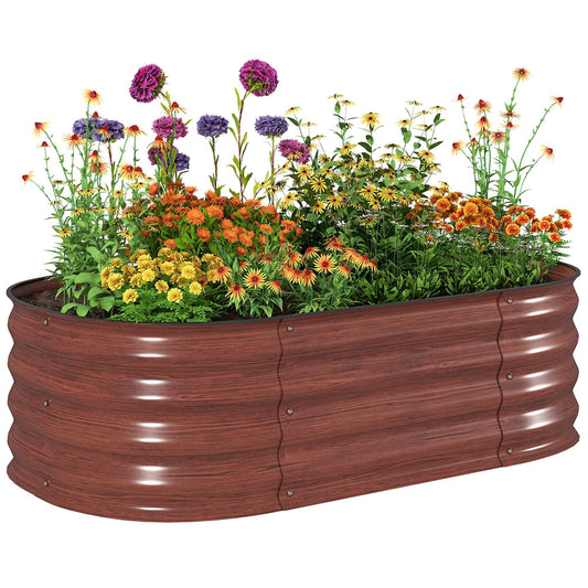 Outsunny 3.5' x 2' x 1' Galvanized Raised Garden Bed Kit, Outdoor Metal Elevated Planter Box with Safety Edging, Easy DIY Stock Tank for Growing Flowers, Herbs & Vegetables, Brown