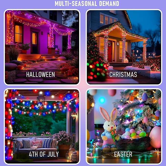 TW SHINE Smart Christmas Lights, 300 LED 100FT Color Changing Halloween String Lights Clear Wire with Remote & APP, Waterproof RGB Christmas Tree Light for Outdoor Indoor Decorations