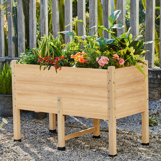 AMERLIFE 4x2 Ft Raised Garden Bed - Features Legs, Drainage Holes, 16 Inch Depth Ideal for Vegetables, Flowers, Herbs, Elevated Wood Planter Box for Balcony, Patio, and Backyard, Easy Assembly