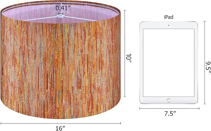 GO&SO 1 Pack Large Stripe Drum Lamp Shade Chroma Red-16"x16"x10"(Spider)-Bohemia Style Replacement Lampshade for Table, Floor & Bedside Lamps -Handcrafted Natural Fabric Lamp Shade -Easy Assembly