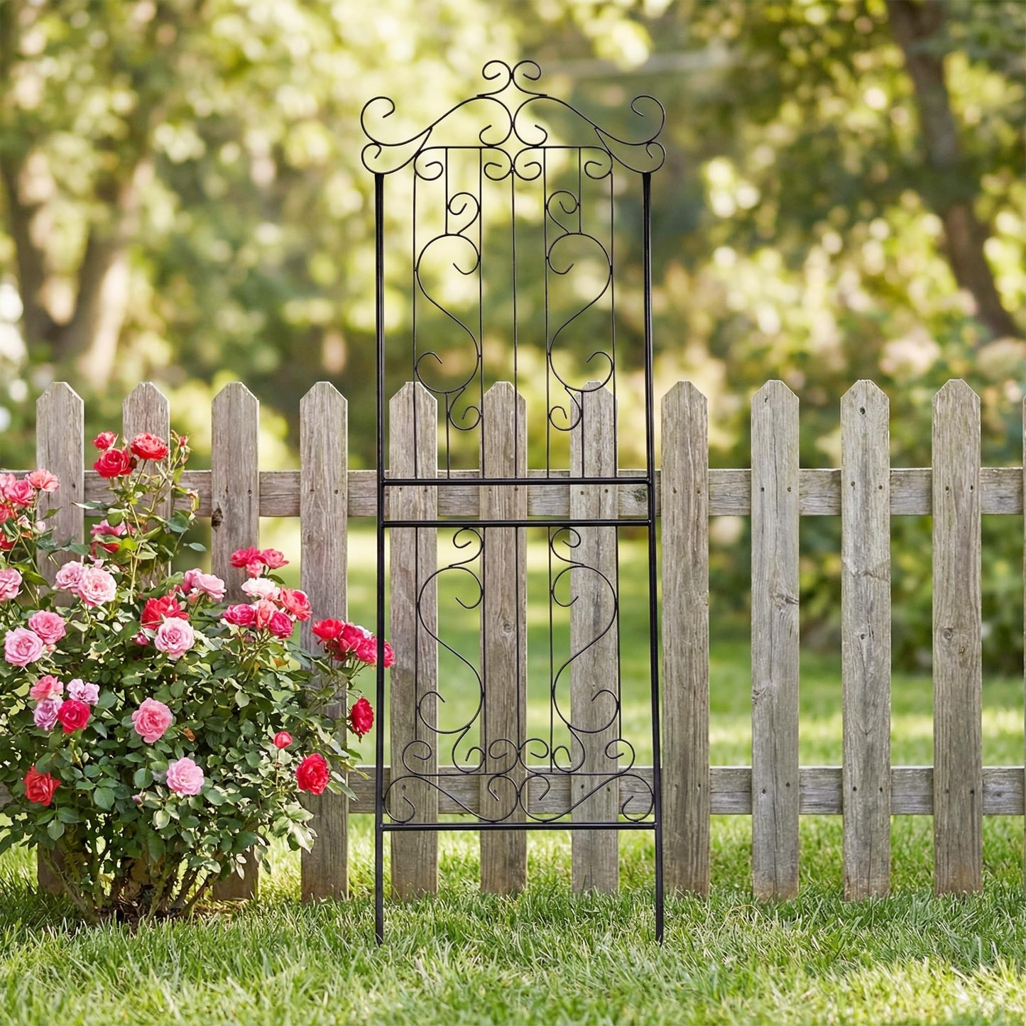 SCENDOR 1 Pack 59" H x 22" W Garden Trellis for Climbing Plants Outdoor Plant Climbing Rose Trellis Iron Trellis Ivy Cucumbers Decorative Metal Black