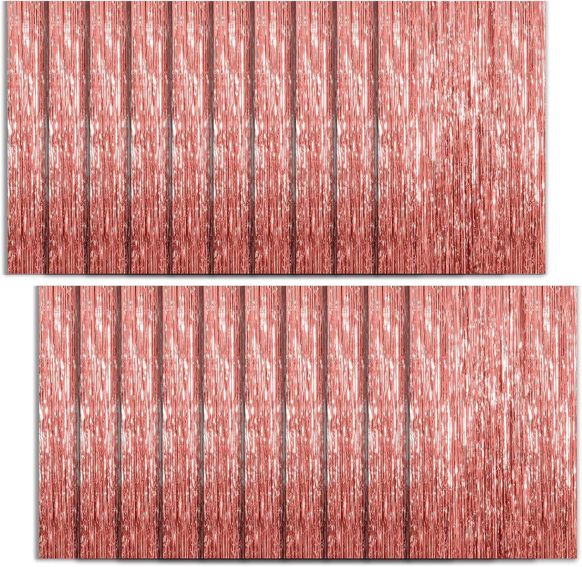 Regine Switzerland 20 Pack Foil Curtain Backdrop - Rose Gold Metallic Tinsel Fringe for Parties & Celebrations