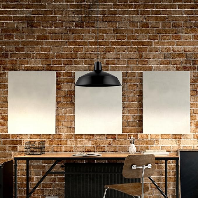 GLOBE Electric 65155 1-Light Industrial Warehouse Pendant Lighting, Matte Black, Hanging Lamp, Hanging Lights, Ceiling Light Fixture