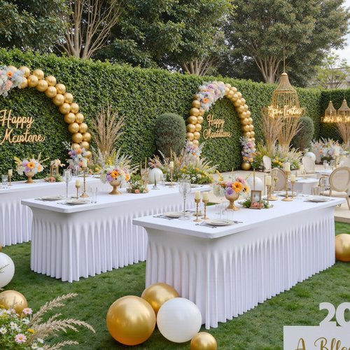 6 Pack Spandex White Table Clothes for 6 Foot Rectangle Tables, Wrinkle Free Stretch Table Cloths 6ft Fitted Tablecover Desk Skirt for Birthday Parties Wedding Banquet Baby Shower