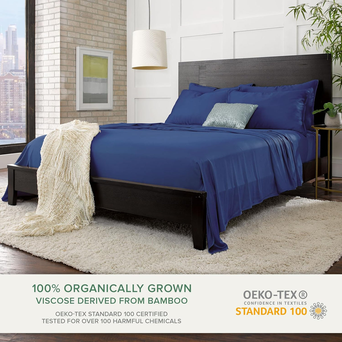 Pure Bamboo Twin Sheets - Luxuriously Soft & Cooling 100% Organic Viscose Bed Set | Twin Size, Cobalt Blue