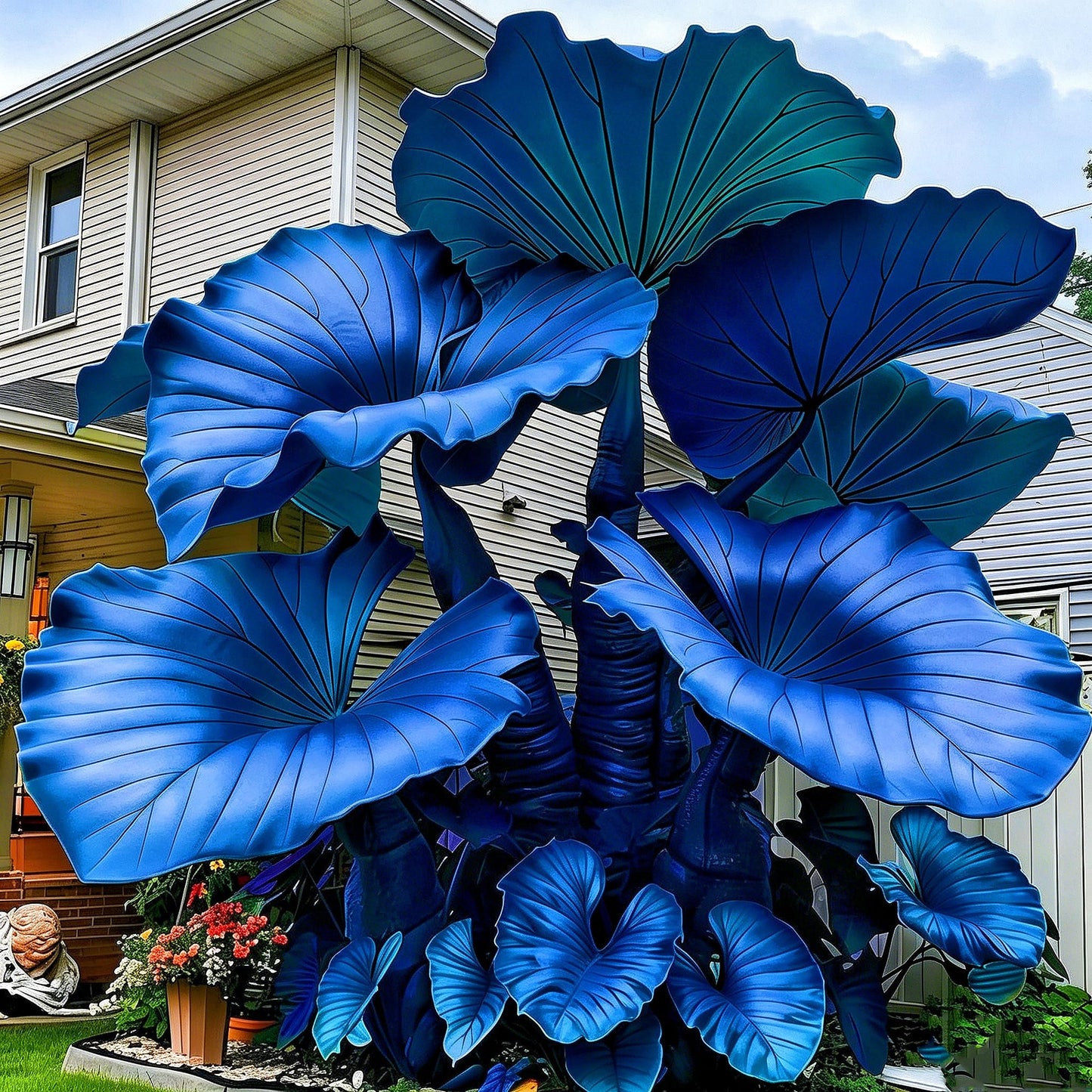 mfjhjhgf Giant Elephant Ear - Rare Colorful Tropical Foliage | Heat & Humidity Hardy, Low-Care Outdoor Garden Patio Accent (4Bulbs)