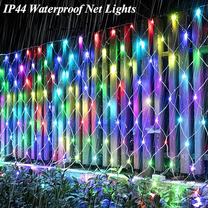 240 LED Net Lights, 35 Colors Changing 4th of July Net Lights Outdoor Clear Wire, 14.8ft x 5ft Connectable Red White Blue Mesh Lights for Bushes Christmas Halloween Holiday Party Hedge Patio Decor