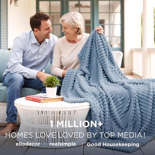 Bedsure GentleSoft Fall Throw Blanket - Cozy Blue Blanket for Couch, Perfect for Women & Girls, 50x60 Inches