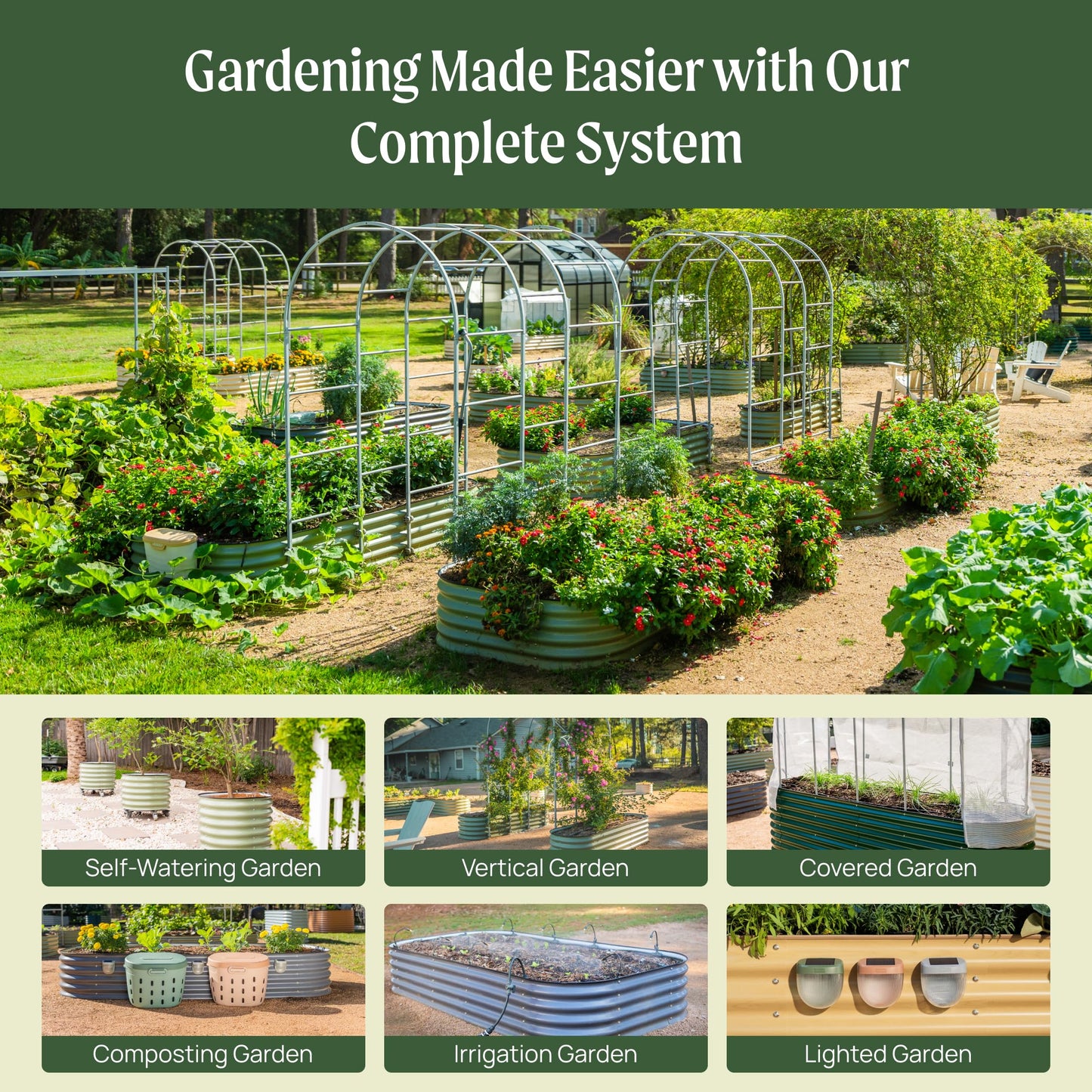 Vego garden Raised Garden Bed Kit, 17" Tall 10 in 1 Jumbo Modular Metal Planter Box for Vegetables, Flowers, Herbs, Terra Cotta