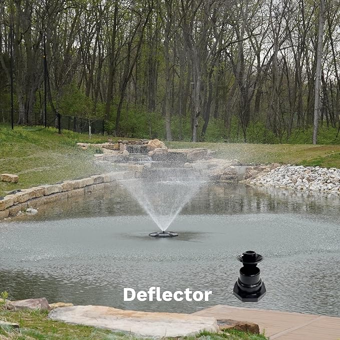 HALF OFF PONDS Floating Fountain, 1.75 HP Pond Aerator, 100 ft Cord, 14,800 GPH Water Pump, 11 Spray Patterns, Energy-Efficient, White LED Lights, for Large Ponds, Lakes & Water Gardens