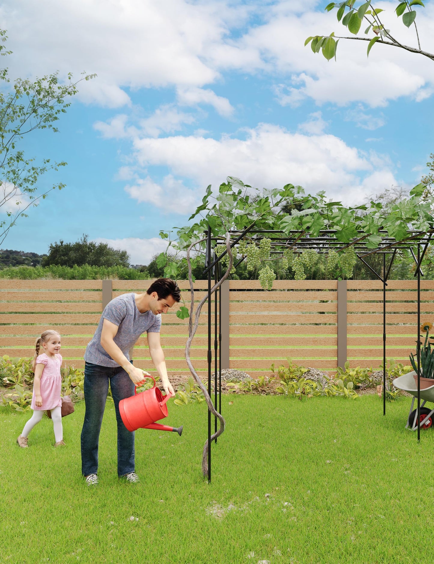 79.53" Metal Garden Arch Trellis, Dome/Flat Top Climbing Plant Support Arbor, Heavy Duty 20mm Steel Grape Trellis for Vine, Flower, Wedding Ceremony & Outdoor Garden Decor