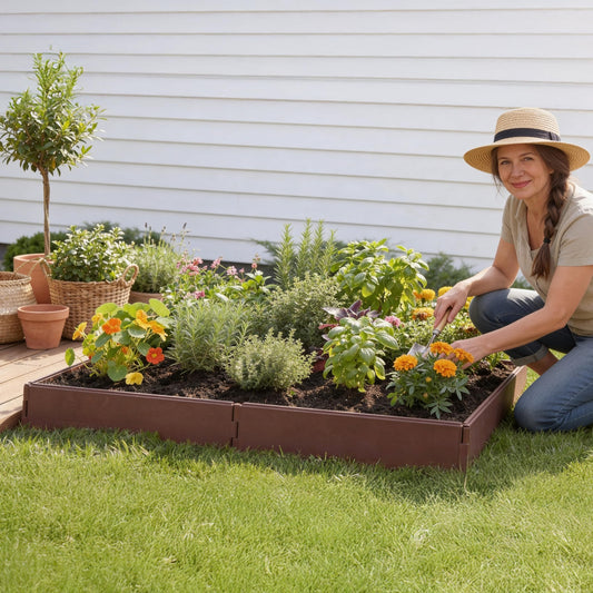 The Lakeside Collection Raised Garden Bed with 8 Adjustable Panels