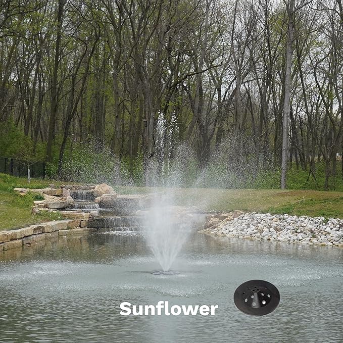 HALF OFF PONDS Floating Fountain, 1.75 HP Pond Aerator, 100 ft Cord, 14,800 GPH Water Pump, 11 Spray Patterns, Color-Changing LED Lights & Control Box, for Large Ponds, Lakes & Water Gardens