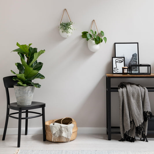 Kazai. Wall Planters -Ellie- | Hanging Ceramic Plant Pots 2 Pieces | Wall Decoration for Indoors, Balcony and Garden | White (Matte)