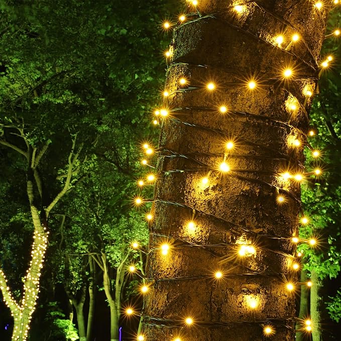 PMS 100-1000 LED Christmas Lights, Low Voltage Fairy String Lights with 8 Modes, Ideal for Xmax Tree, Garden, Home, Party, Halloween Festival Deco (100 LEDs, Warm White)