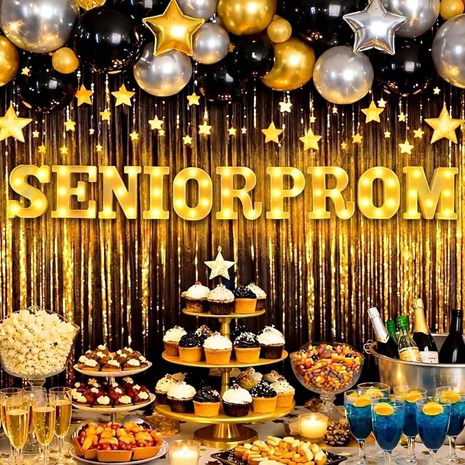 10 Pcs Senior Prom Decorations Large LED Letter Light Sign Battery Powered Graduation Table Decorations for for Senior High School College Table Wall Centerpieces Decor Party Supplies