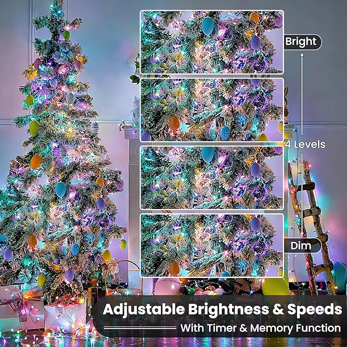 iShabao Easter Lights, 180ft 500 LED RGB Colorful Changing Pastel Light with Remote Timer, Wateproof Plug in Unconnectable Twinkle Fairy String Lights for Wreath Home Party Indoor Outdoor Easter Decor