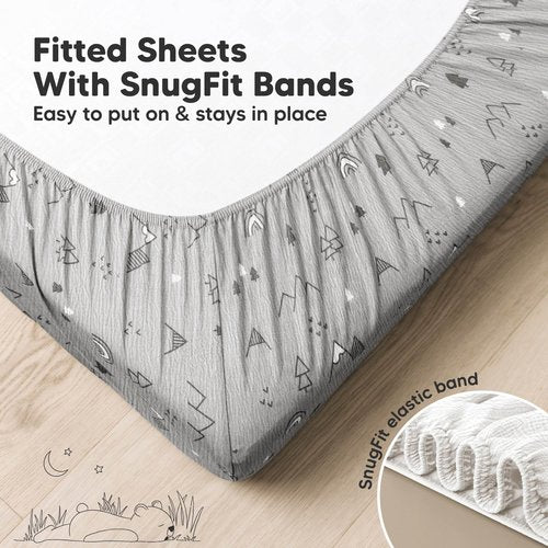 KeaBabies 2-Pack Muslin Crib Sheets for Boys, Girls - 100% Organic Cotton Fitted Baby Crib Mattress Sheet, Soft Breathable Standard Toddler Bed Cover Bedding Set, Neutral, Durable 52x28 (Woodland)