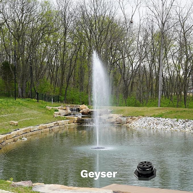 HALF OFF PONDS Floating Fountain, 1.75 HP Pond Aerator, 100 ft Cord, 14,800 GPH Water Pump, 11 Spray Patterns, Energy-Efficient, White LED Lights, for Large Ponds, Lakes & Water Gardens