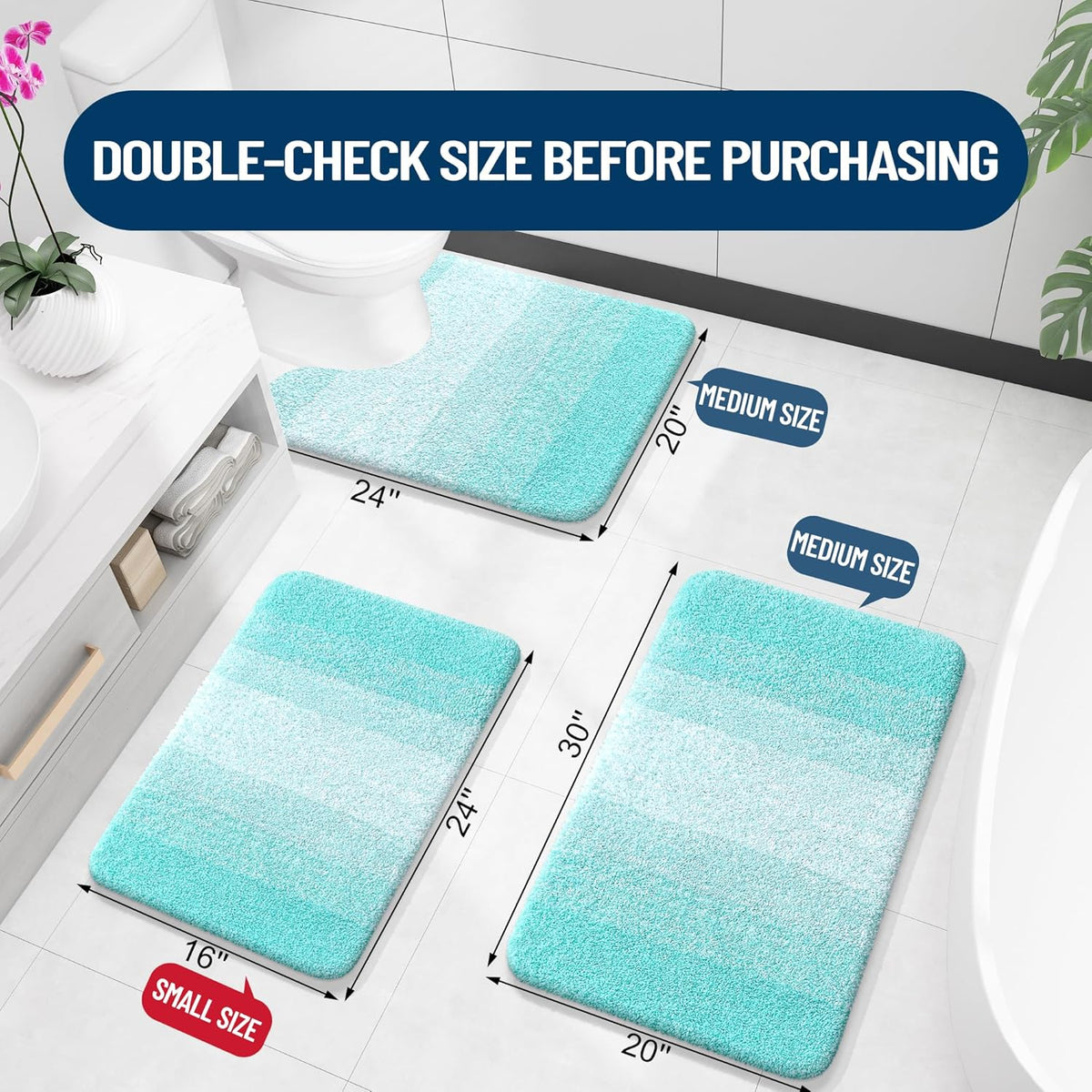 OLANLY Bath Rugs Mat - Extra Soft Microfiber with Rubber Backing | Quick Dry, Machine Washable, 30x20, Teal